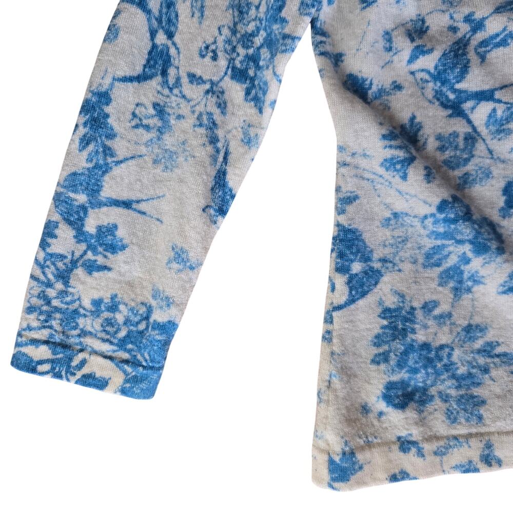 Garnet Hill Women Cottage Coquette Toile Romantic Floral Merino Wool Cardigan S - Picture 3 of 9